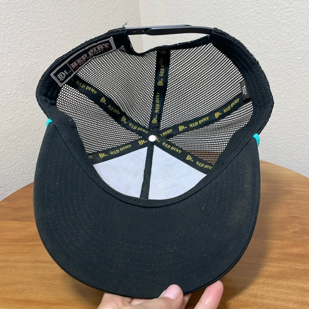 Red Dirt Hat Co. Johnny Phoenix Flat Bill Trucker Hat Cap Black Turquoise Orange - Picture 7 of 11